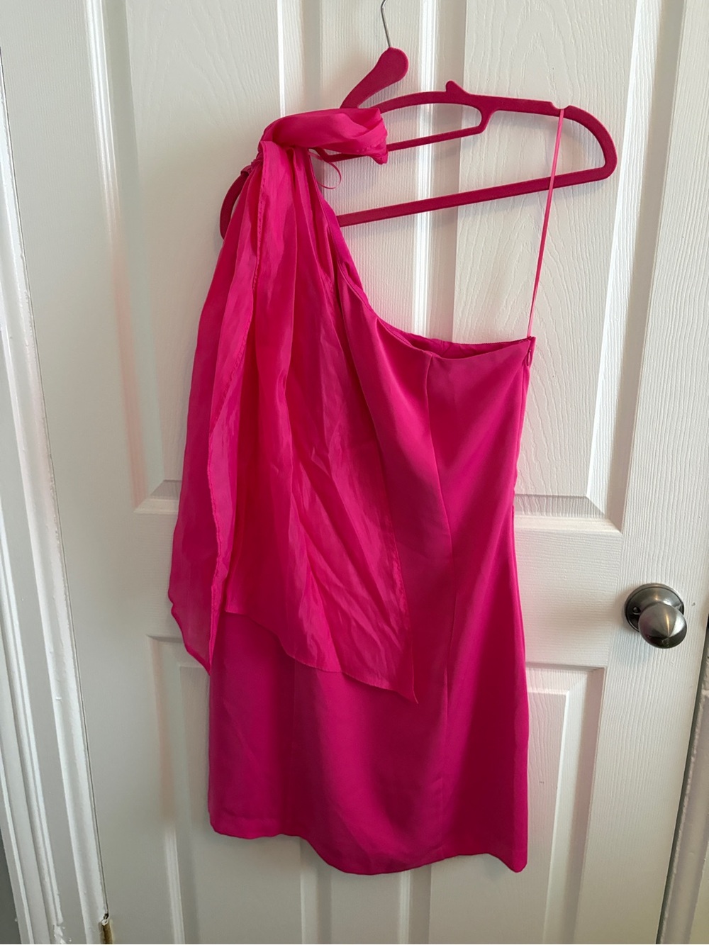 Adelyn Rae Hot Pink One-Shoulder Mini Dress